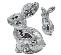 Polygon Disco Ball, Glitter Rabbit Mirror Ornament, Festive Reflective Easter Decor, Sparkling Bunny Decoration For Disco Parties, Weddings and DJ Club Events