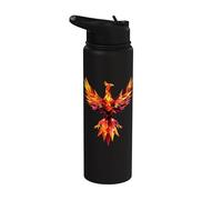 Polygon Rising Phoenix Out of Ashes Mythical Bird Vintage Stainless Steel Insulated Water Bottle