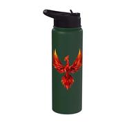 Polygon Rising Phoenix Out of Ashes Mythical Bird Vintage Stainless Steel Insulated Water Bottle