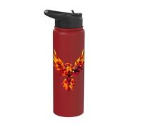 Polygon Rising Phoenix Out of Ashes Mythical Bird Vintage Stainless Steel Insulated Water Bottle