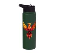 Polygon Rising Phoenix Out of Ashes Mythical Bird Vintage Stainless Steel Insulated Water Bottle