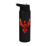 Polygon Rising Phoenix Out of Ashes Mythical Bird Vintage Stainless Steel Insulated Water Bottle