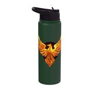 Polygon Rising Phoenix Out of Ashes Mythical Bird Vintage Stainless Steel Insulated Water Bottle