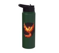 Polygon Rising Phoenix Out of Ashes Mythical Bird Vintage Stainless Steel Insulated Water Bottle