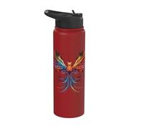 Polygon Rising Phoenix Out of Ashes Mythical Bird Vintage Stainless Steel Insulated Water Bottle