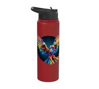 Polygon Rising Phoenix Out of Ashes Mythical Bird Vintage Stainless Steel Insulated Water Bottle