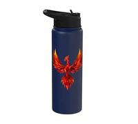 Polygon Rising Phoenix Out of Ashes Mythical Bird Vintage Stainless Steel Insulated Water Bottle