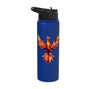 Polygon Rising Phoenix Out of Ashes Mythical Bird Vintage Stainless Steel Insulated Water Bottle