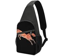 Polygonal Fox Crossbody Backpack Shoulder Bag Lightweight One Strap Sling Bag Travel Hiking Daypack