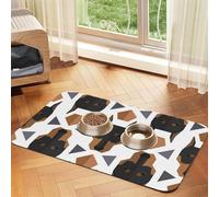 Polygonal Pattern Doberman Head,Waterproof Pet Feeding Mat,PU Leather Placemats for Cat Dog Water Bowl,Food Mats,40x60cm