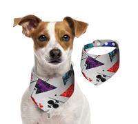 Polygonal Playing Cards Dog Bandanas,Summer Bandanas for Dogs Washable Adjustable Dog Triangle Scarf Bibs Cute Pet Bibs for Medium Large Dogs Puppy and Cats Large