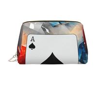Polygonal Playing Cards Leather Makeup Bag, Large-Capacity Travel Storage Bag, Dual-Purpose Toiletries and Makeup Bag