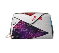 Polygonal Playing Cards Leather Makeup Bag, Large-Capacity Travel Storage Bag, Dual-Purpose Toiletries and Makeup Bag