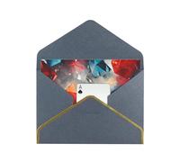 Polygonal Playing Cards Luxury Pearl Paper Greeting Card With Gold Border, Blank Inside, With Envelope - Birthday, Wedding, Christmas, Valentine