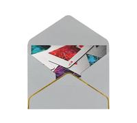 Polygonal Playing Cards Luxury Pearl Paper Greeting Card With Gold Border, Blank Inside, With Envelope - Birthday, Wedding, Christmas, Valentine
