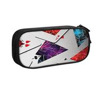 Polygonal Playing Cards Pencil Case, Zip Smooth Pencil Case, Portable Pencil Case Large School Stationery Storage Bag, Make-Up Bag