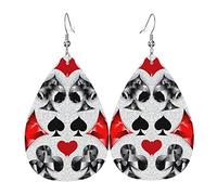 Polygonal Playing Cards Printed Leather Earrings, Women'S Girls Water Droplet Drop Earrings,Tylish And Lightweight, Vivid Color, One Size, No Gemstone, One Size, No Gemstone