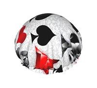 Polygonal Playing Cards Printed Shower Cap, Waterproof Reusable Bath Caps For Women,Men, Boys, And Girls Spa Salon