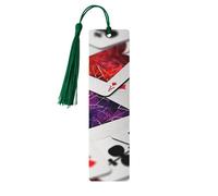 Polygonal Playing Cards Wooden Bookmark 5pcs for Book Lovers,DIY Wood Craft Bookmarks with Colorful Tassels Wooden Gift Tags Labels Rectangle Bookmarks Ornaments Unusual Gift for Men Women