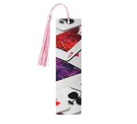 Polygonal Playing Cards Wooden Bookmark 5pcs for Book Lovers,DIY Wood Craft Bookmarks with Colorful Tassels Wooden Gift Tags Labels Rectangle Bookmarks Ornaments Unusual Gift for Men Women