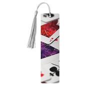 Polygonal Playing Cards Wooden Bookmark 5pcs for Book Lovers,DIY Wood Craft Bookmarks with Colorful Tassels Wooden Gift Tags Labels Rectangle Bookmarks Ornaments Unusual Gift for Men Women