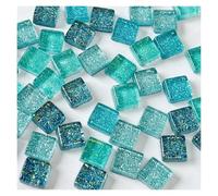 Polygons Mosaic Tiles Arts， DIY Self Adhesive Glass Mirror Mosaic Tiles Square 1cm x Multicolor Pack of 50(Dazzling Blue)