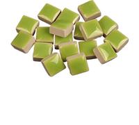 Polygons Mosaic Tiles Arts， Self-Adhesive Porcelain Square Mirror Mosaic Tiles DIY Pack of 100 Multicolor 9.5x9.5x5mm(Grass Green)