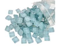 Polygons Mosaic Tiles Arts， Self Adhesive Square Glass Mosaic Tiles Pack of 100 Multicolor 1cm x for DIY Craft(Lt Blue)