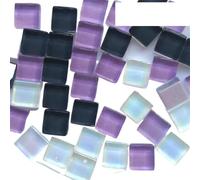 Polygons Mosaic Tiles Arts， Square Glass Mosaic Tiles Self Adhesive 1cm Multicolor Pack of 300 DIY Craft Materials(Purplewhitegrey)