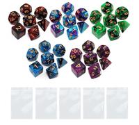 Polyhedral D&D Dice Set-5 Pack Double-Colors Dice Sets Compatible with Dungeons and Dragons DND Role Playing Game RPG MTG Games Dice with D4 D6 D8 D10 D% D12 D20 (5 Colors Set)