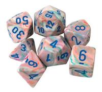 Polyhedral Dice: Festive - Pop Art with Blue (7)