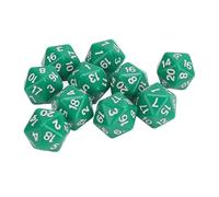 Polyhedral Dice Set 10PCS Plastic Lightweight 20 Sided Dice for Role Playing Table Games and Math Lessons Durable Scratch Resistant Large Clear Numbers (Green)