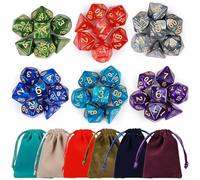 Polyhedral Dice Set 6x7 (42pcs) DND Dice with 6 Drawstring Bags for Dungeons and Dragons Pathfinder DND RPG MTG, 6 Set DND Dice of D4 D6 D8 D10x2 D12 D20