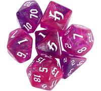 Polyhedral Dice Set,7-Die Two-Tone Dice D4 D6 D8 D10 D% D12 D20 Vintage Gothic Digit Role Playing Dice for Dungeons and Dragons(Rose + Purple)
