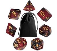 Polyhedral Dice Set 7Pcs Polyhedral RPG Dice DND Dice Set with Dice Bag for Table Games Dragons and Dungeons MTG RPG(Star Black Red)