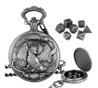 Polyhedral Dice Set with Pocket Watch Case, 7 Dice for Role and Board Games, for Beginners and Adults Board Games, Parties at Home or on the Go