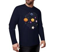 Polyhedral Dice Solar System Graphic Long Sleeve T-Shirt Humor Design Premium Cotton Tee for Men & Women