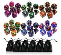 Polyhedral DND Dice Set-6 Pack Double-Colors Nebula Dice Sets Compatible with Dungeons and Dragons D&D Role Playing Game RPG Games Dice with D4 D6 D8 D10 D% D12 D20 (6 Glitter Dices)