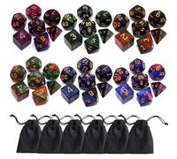 Polyhedral DND Dice Set-6 Pack Double-Colors Nebula Dice Sets Compatible with Dungeons and Dragons D&D Role Playing Game RPG Games Dice with D4 D6 D8 D10 D% D12 D20 (6 Glitter Dices)
