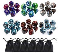 Polyhedral DND Dice Set, 6Pack Double-Colors Dice Sets with D4 D6 D8 D10 D% D12 D20 Compatible with Dungeons and Dragons D&D RPG MTG Table Games (42 Pieces)