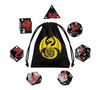 Polyhedral DND Dice Set 7Pcs, Dragon Embossed Metal Dice, Perfect D&D Starter Set with Dice Bag, Durable Metal Build, DND Gifts for Gamers Beginners, Fantasy Tabletop RPG Sessions, Black Red