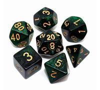 Polyhedral DND Dice Set Glitter Dice for Dungeon and Dragons D&D RPG Role Playing Games Green Mix Black Nebula Dice