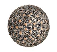 Polyhedral Metal D100 Dice - One Piece Hundred Sided Role Playing Dice Shiny Surface Exact Balance Robust Design for Demanding Players and Display Case Collectors Fantasy Campaigns