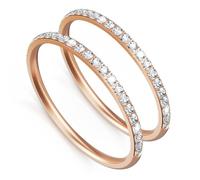 Polyjoy 2 Pack 14K Gold Plated Stacking Rings for Oura Ring Gen 4/3/Ringconn Gen 2 Air/Ultrahuman, Cubic Zirconia Simulated Diamond Oura Stack Rings for Women Girls