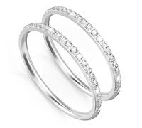 Polyjoy 2 Pack 14K Gold Plated Stacking Rings for Oura Ring Gen 5/4/3/Ringconn Gen 3/2 Air/2/Ultrahuman/Pro, Cubic Zirconia Simulated Diamond Oura Stack Rings for Women Girls