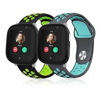 Polyjoy Pack of 2 Children's Silicone Bracelets Compatible with Xplora X6 Bracelet, Breathable Soft Sports Replacement Strap for Xplora X6 Play/Xplora X6 Pro, Children, Girls, Boys, Black, Green +