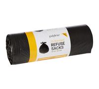 Polylina 20 Tie Top Refuse Sacks Bin Bags Recycled Plastic Black 80 Litre