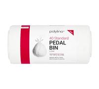 Polylina - Pedal Bin Liners, 35 Litre, 40 Tie Top White Bin Bags, Recyled Plastic, Kitchen Waste & Large Indoor Bins