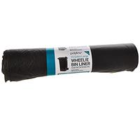 Polylina - Wheelie Bin Liners, 240 Litre, 10 Flat Top Black Refuse Sacks, Extra Large, Household, Office, Kitchen Waste