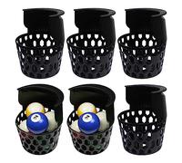 PolyMath 6pcs Pool Table Pockets, Plastic Web Billiard Baskets, Black Snooker Net Bag fits Standard 7/8/9 Foot Table (Set of 6)